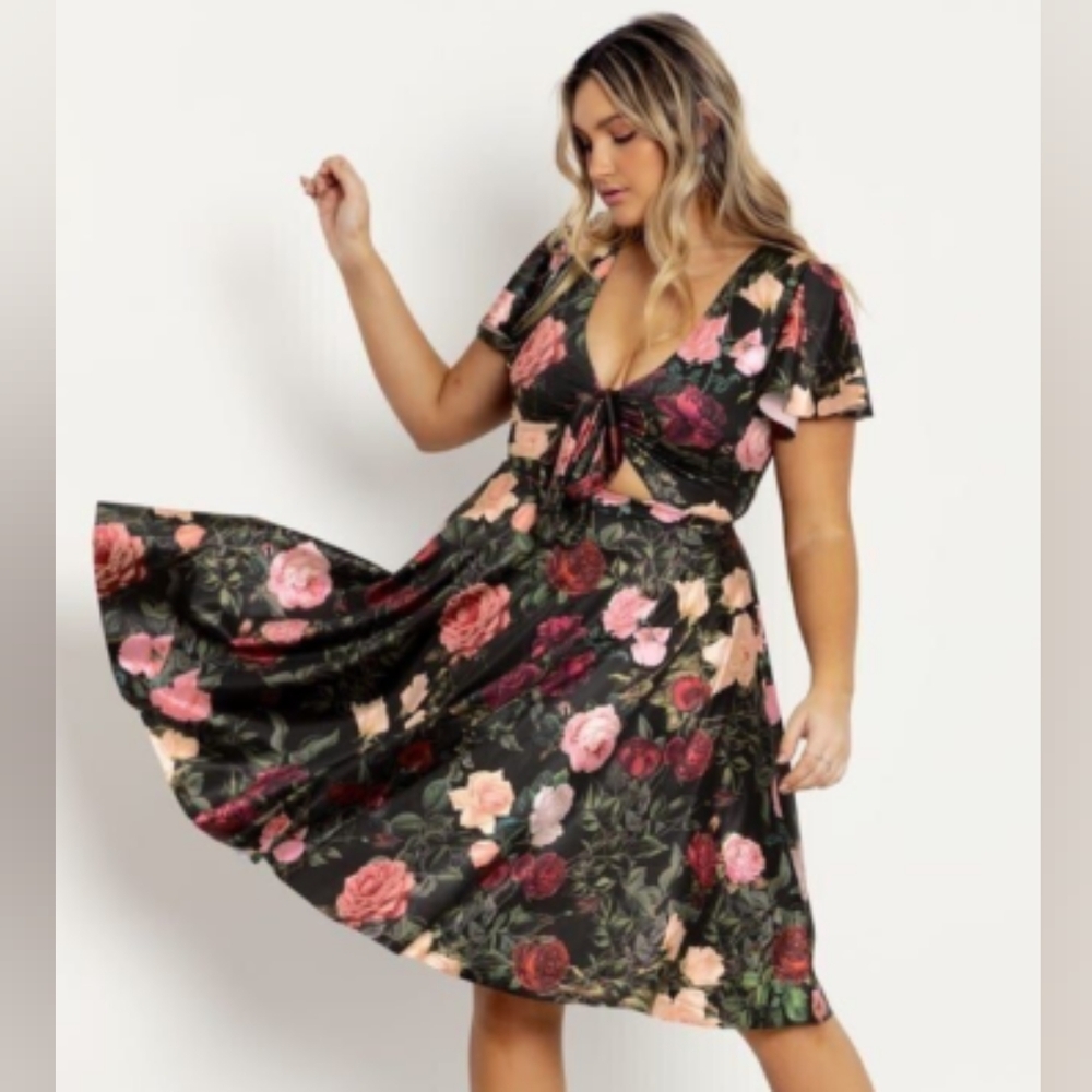 Blackmilk A-Line Off-Shoulder Dress Black and Red